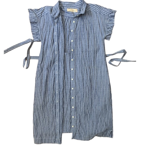 Isabella Sinclair Women's Blue Striped Fit & Flare Dress Tie Waist Size Small - Picture 8 of 11